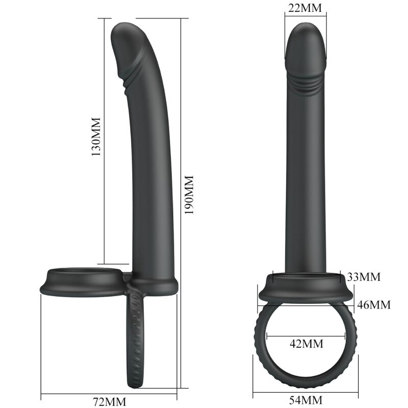 PRETTY LOVE - DILLION DOUBLE PÉNÉTRATION DOUBLE ANNEAU PÉNAL NOIR - Sensualia