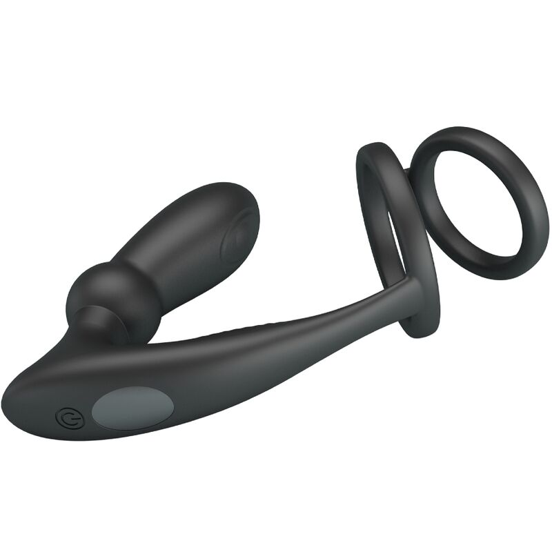 PRETTY LOVE - ANNEAU PÉNIS EMONI + PLUG ANAL 12 VIBRATIONS NOIR - Sensualia