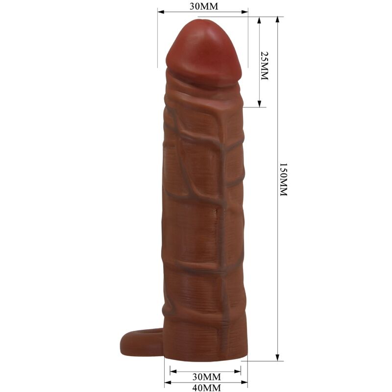 PRETTY LOVE - MANCHON DE PÉNIS KAILE AVEC EXTENSION DE 2,5 CM MULATTO - Sensualia