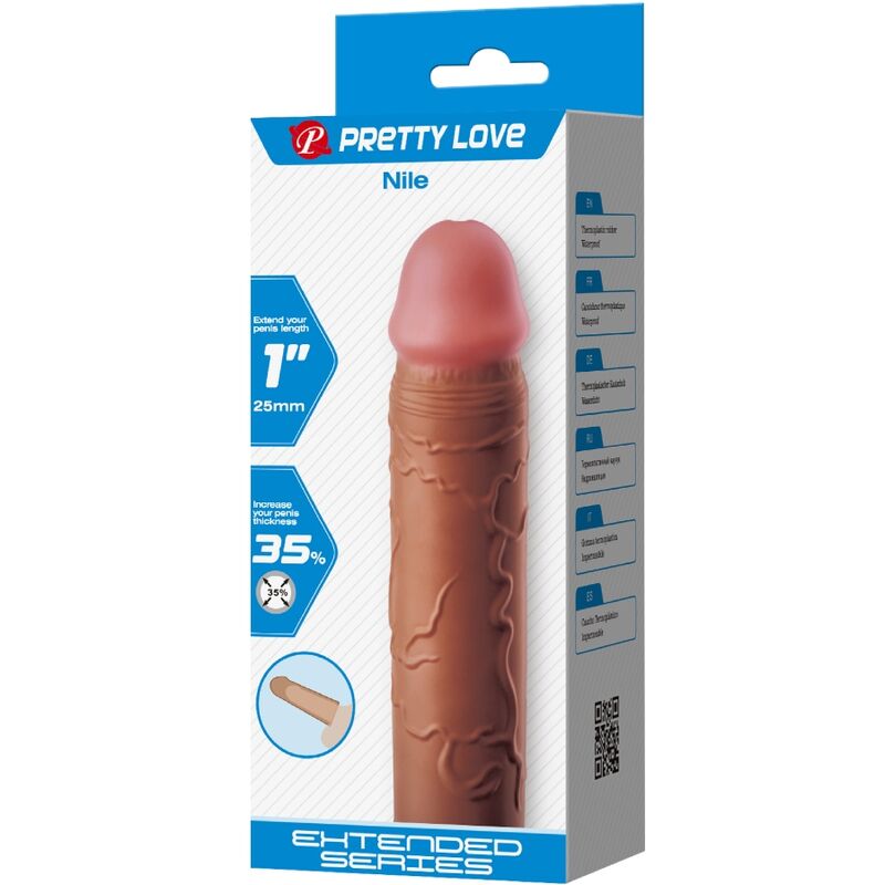 PRETTY LOVE - MANCHON DE PÉNIS NILE AVEC EXTENSION DE 2,5 CM MULÂTRE - Sensualia