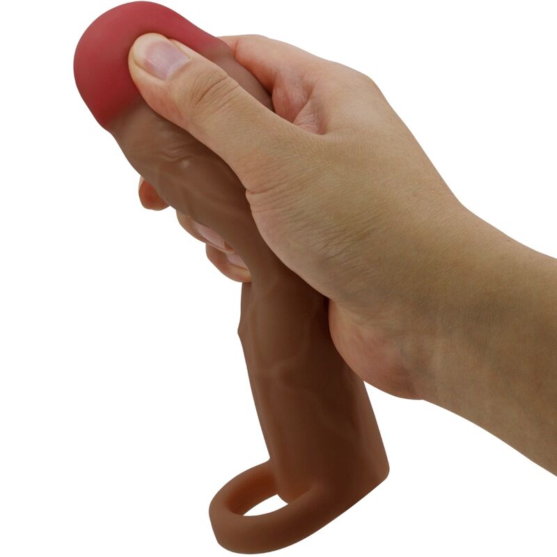 PRETTY LOVE - MANCHON DE PÉNIS HANI AVEC EXTENSION DE 5 CM MULÂTRE - Sensualia