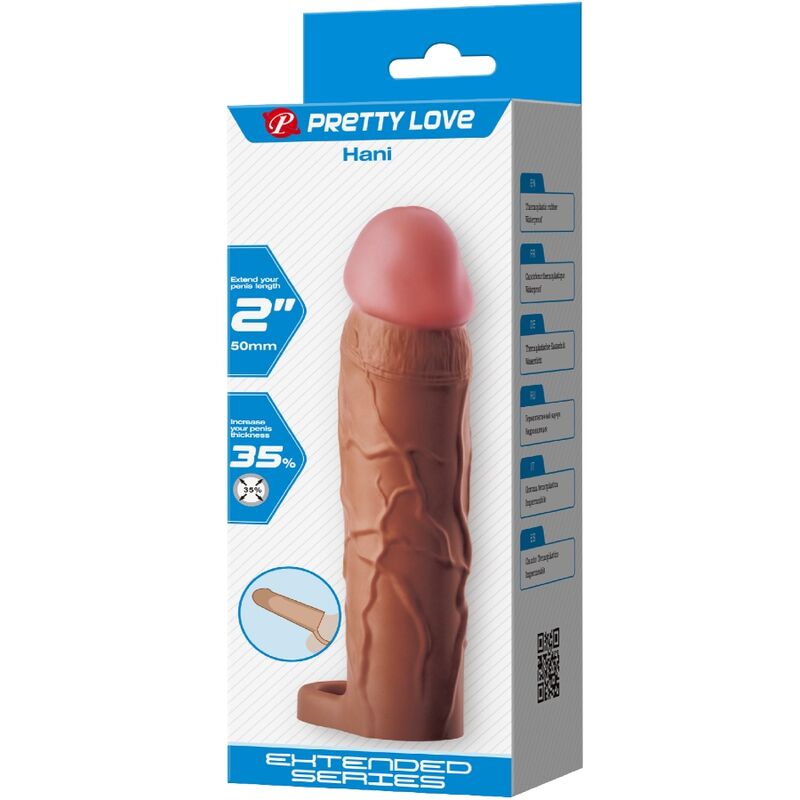 PRETTY LOVE - MANCHON DE PÉNIS HANI AVEC EXTENSION DE 5 CM MULÂTRE - Sensualia