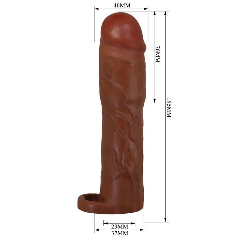 PRETTY LOVE - MANCHON DE PÉNIS GERD AVEC EXTENSION DE 7,6 CM MULÂTRE - Sensualia