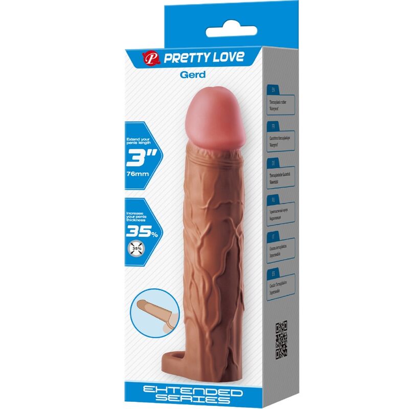 PRETTY LOVE - MANCHON DE PÉNIS GERD AVEC EXTENSION DE 7,6 CM MULÂTRE - Sensualia