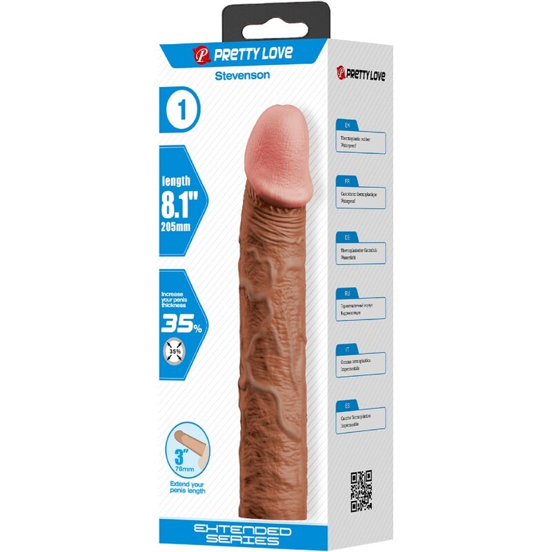 PRETTY LOVE - STEVENSON MANCHON DE PÉNIS AVEC EXTENSION DE 7,6 CM MULÂTRE - Sensualia
