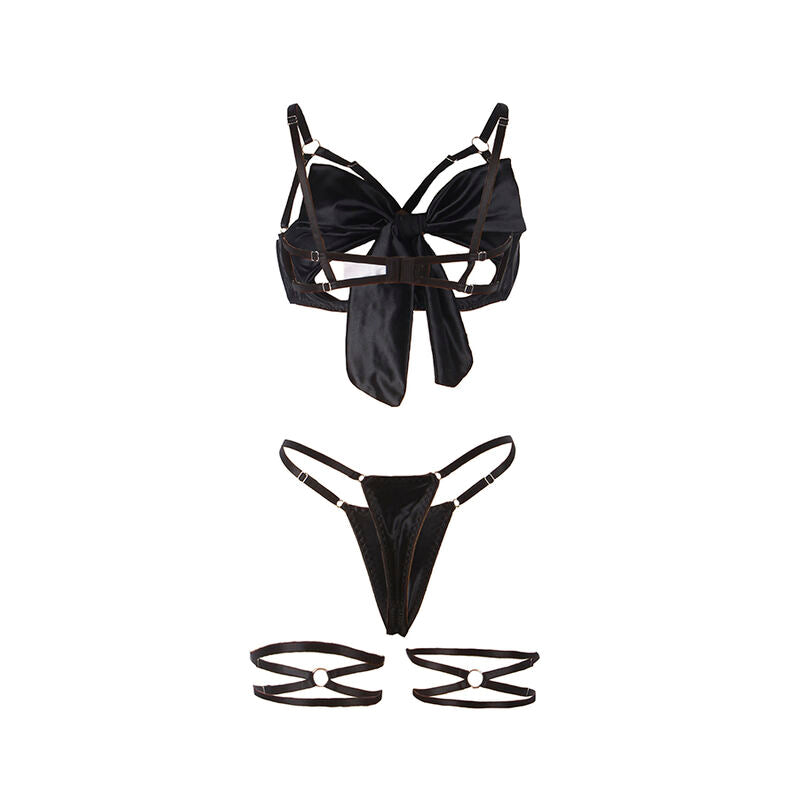 SUBBLIME - 955199 ENSEMBLE SOUTIEN-GORGE AVEC NŒUD NOIR RÉGLABLE S/M - Sensualia