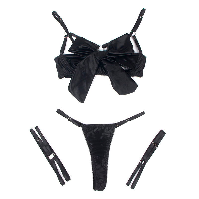 SUBBLIME - 955205 ENSEMBLE SOUTIEN-GORGE AVEC NŒUD NOIR RÉGLABLE L/XL - Sensualia