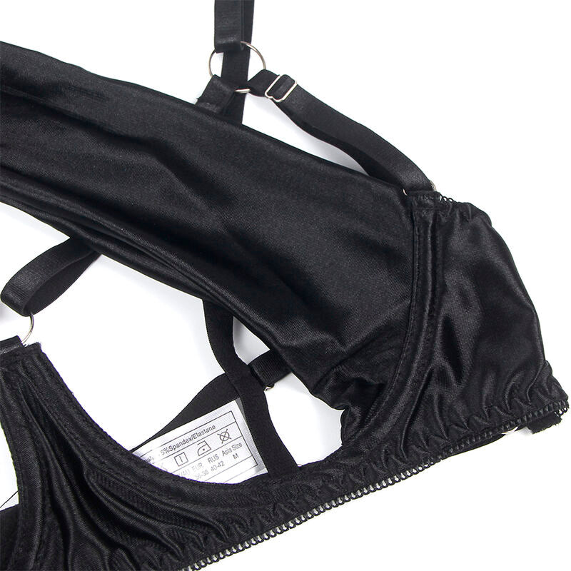 SUBBLIME - 955205 ENSEMBLE SOUTIEN-GORGE AVEC NŒUD NOIR RÉGLABLE L/XL - Sensualia
