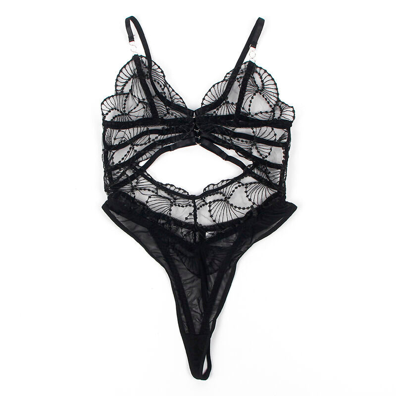 SUBBLIME - 955212 BODY TRANSPARENT AVEC DENTELLE CREUSE NOIRE S/M - Sensualia