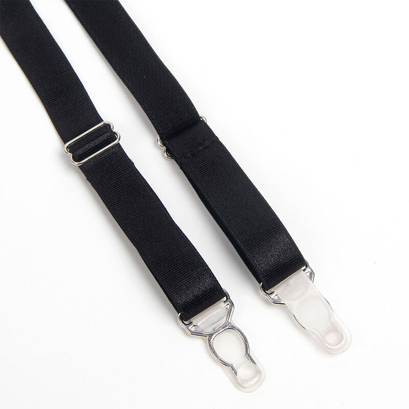SUBBLIME - 955236 ENSEMBLE SOUTIEN-GORGE BONDAGE NOIR AVEC JARRETELLE S/M - Sensualia