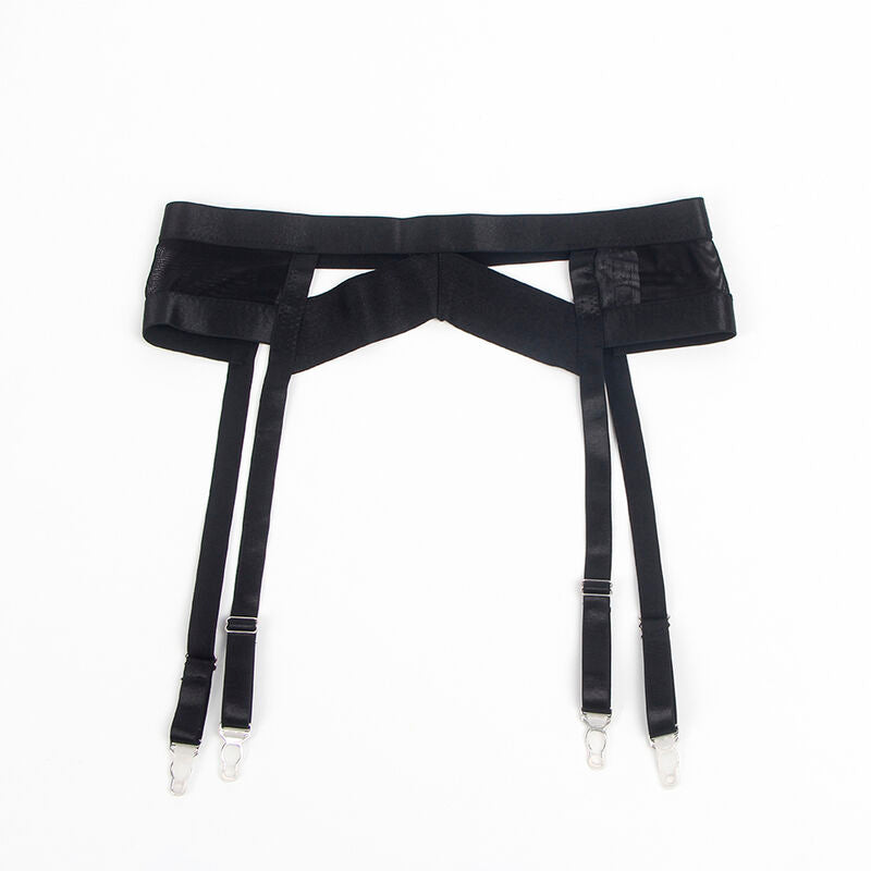 SUBBLIME - 955236 ENSEMBLE SOUTIEN-GORGE BONDAGE NOIR AVEC JARRETELLE S/M - Sensualia