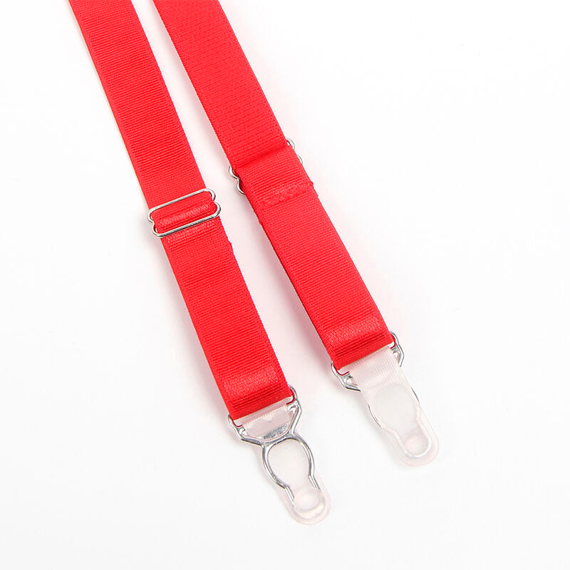 SUBBLIME - 955250 ENSEMBLE SOUTIEN-GORGE BONDAGE ROUGE AVEC JARRETELLES S/M - Sensualia