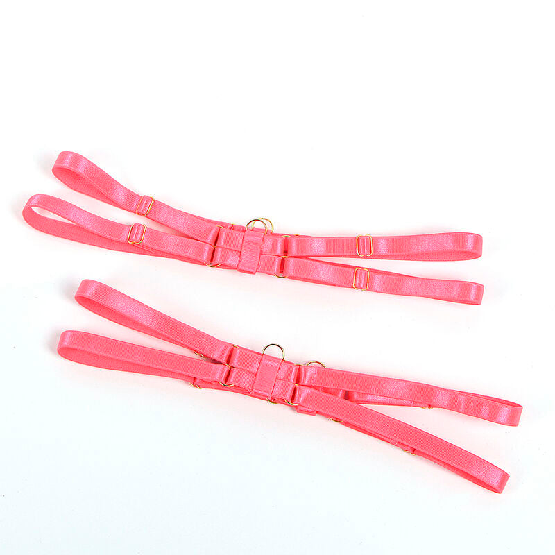 SUBBLIME - 955304 ENSEMBLE SOUTIEN-GORGE AVEC COLLIER ET DÉTAILS DE JAMBES ROSE FLUORESCENT L/XL - Sensualia