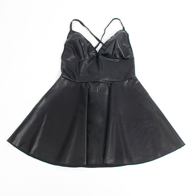 SUBBLIME - 955380 ROBE À BRETELLES EN CUIR NOIR L/XL - Sensualia