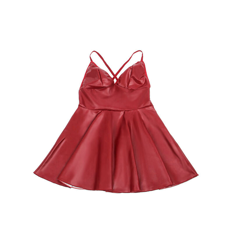 SUBBLIME - 955403 ROBE À BRETELLES EN CUIR BORDEAUX L/XL - Sensualia