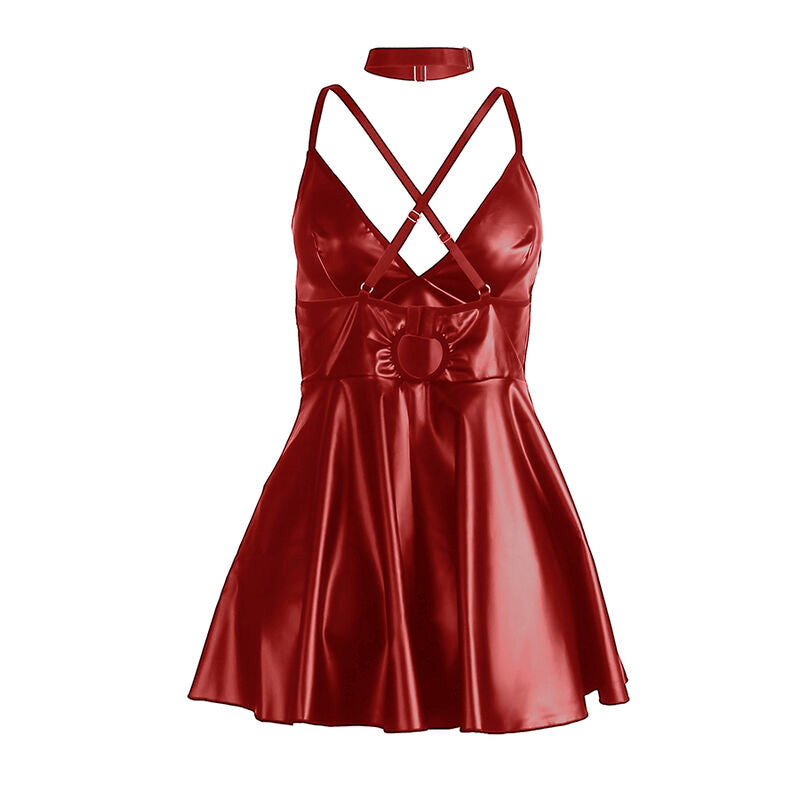 SUBBLIME - 955403 ROBE À BRETELLES EN CUIR BORDEAUX L/XL - Sensualia