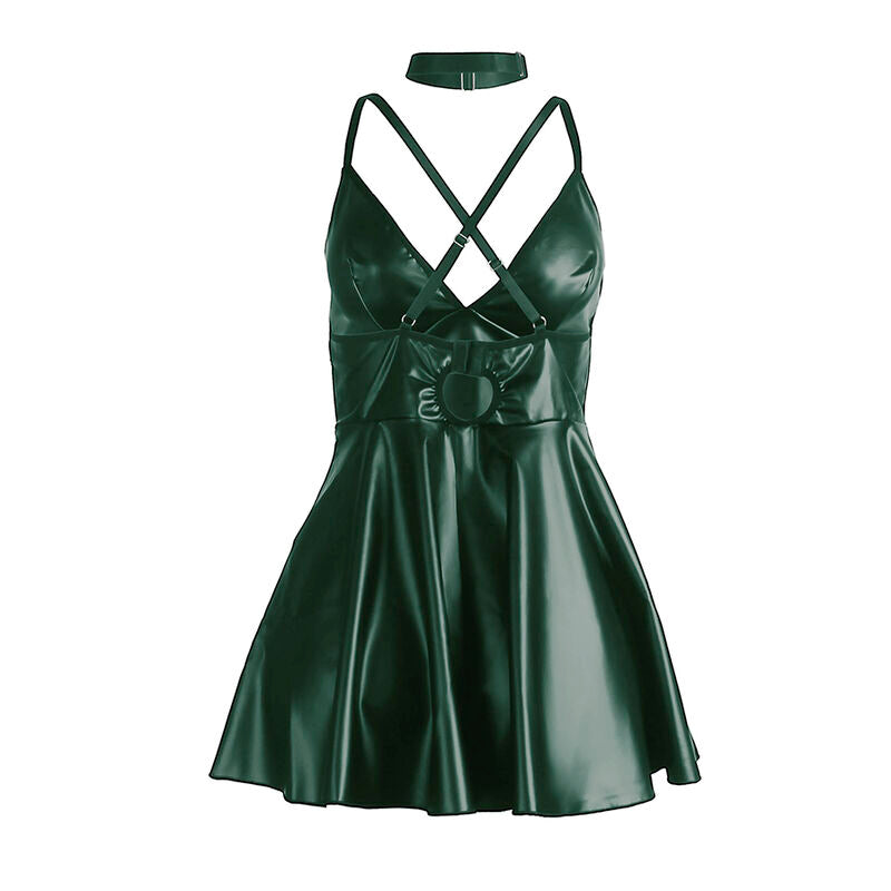 SUBBLIME - 955441 ROBE À BRETELLES EN CUIR VERT L/XL - Sensualia