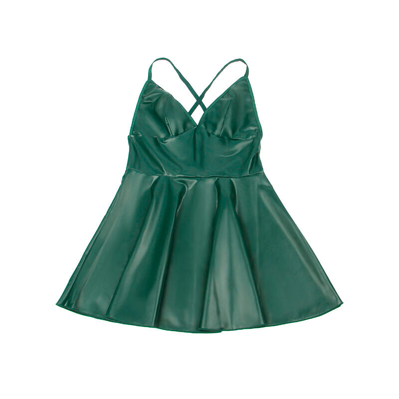 SUBBLIME - 955441 ROBE À BRETELLES EN CUIR VERT L/XL - Sensualia