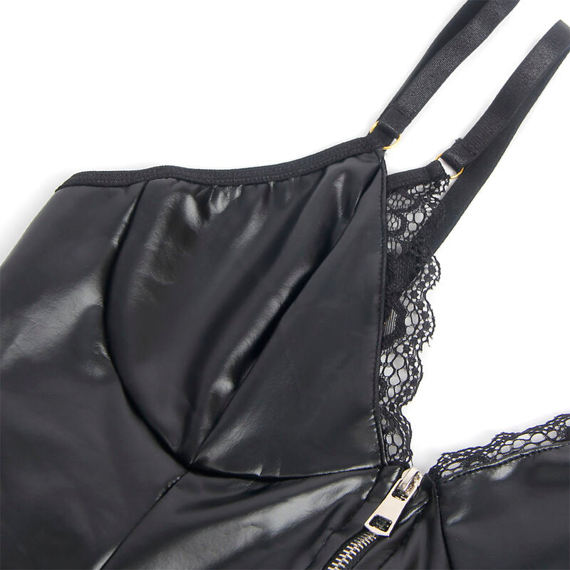 SUBBLIME - 955465 CORPS À FERMETURE ÉCLAIR EN CUIR NOIR L/XL - Sensualia