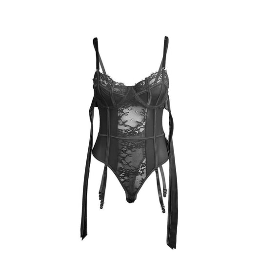 SUBBLIME - 955502 BODY EN DENTELLE AVEC NŒUDS ET JARRETELLES NOIR L/XL - Sensualia