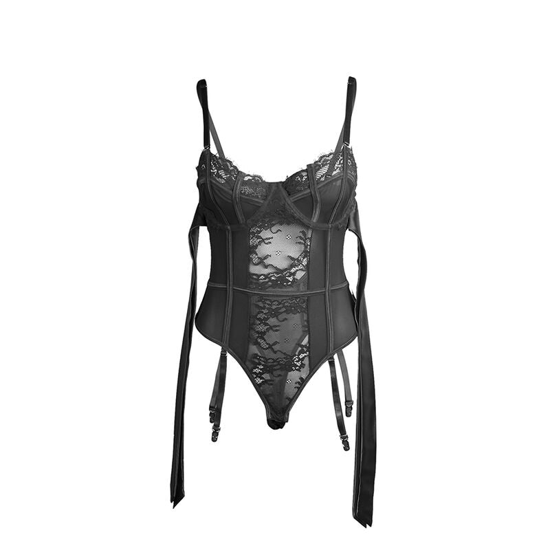 SUBBLIME - 955502 BODY EN DENTELLE AVEC NŒUDS ET JARRETELLES NOIR L/XL - Sensualia