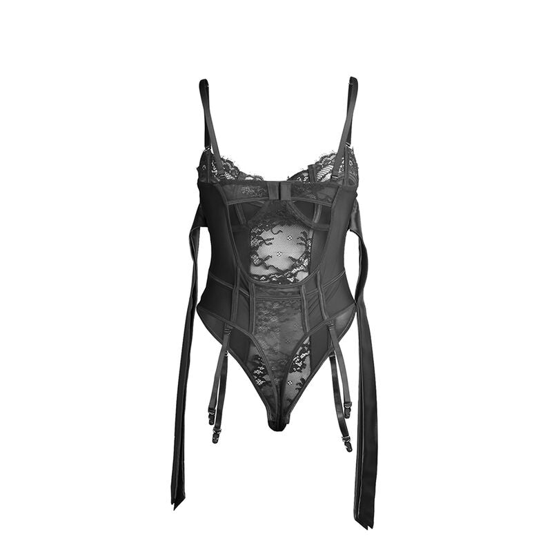 SUBBLIME - 955502 BODY EN DENTELLE AVEC NŒUDS ET JARRETELLES NOIR L/XL - Sensualia