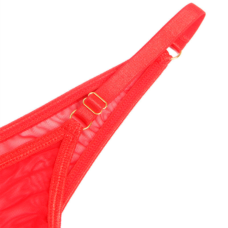 SUBBLIME - 955526 ENSEMBLE SOUTIEN-GORGE AVEC CHAÎNES ET COEUR EN MAILLE ROUGE L/XL - Sensualia