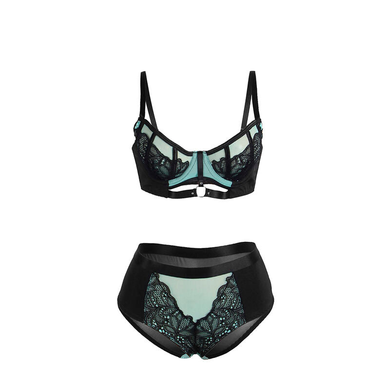 SUBBLIME - 955564 ENSEMBLE SOUTIEN-GORGE À FERMETURE ÉCLAIR EN CUIR VERNI VERT L/XL - Sensualia