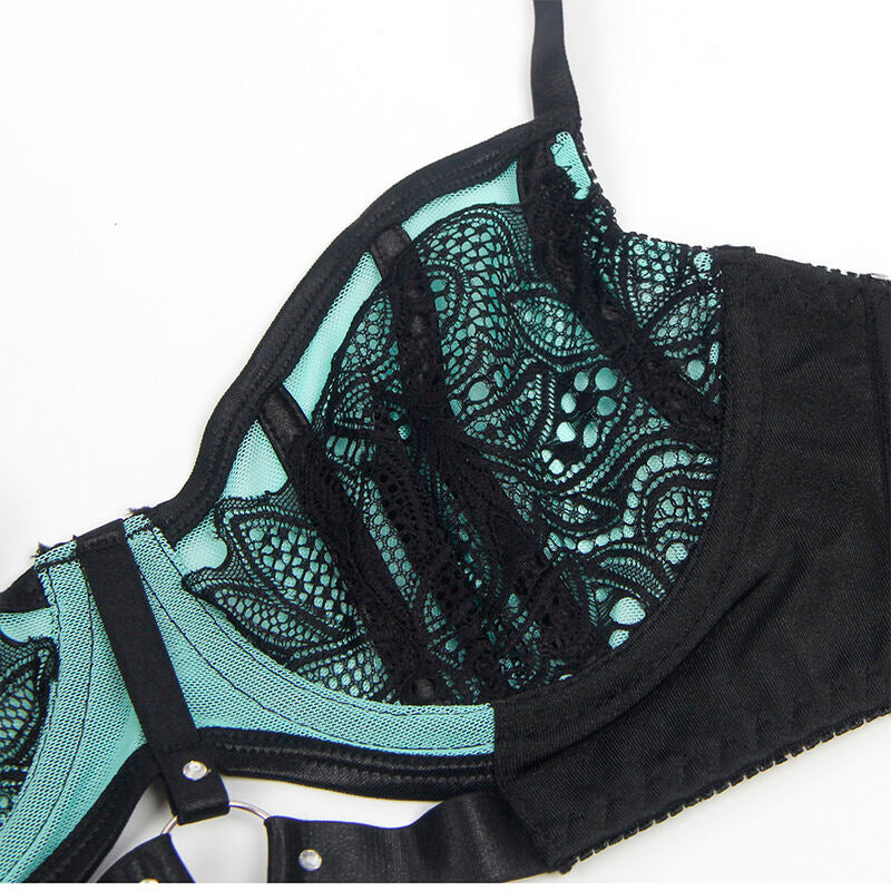 SUBBLIME - 955564 ENSEMBLE SOUTIEN-GORGE À FERMETURE ÉCLAIR EN CUIR VERNI VERT L/XL - Sensualia