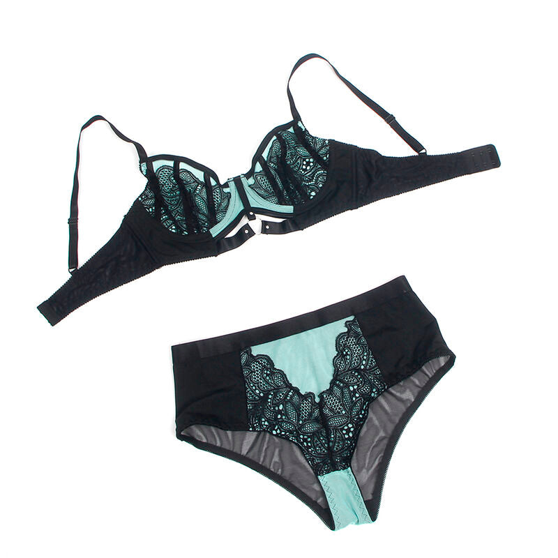 SUBBLIME - 955564 ENSEMBLE SOUTIEN-GORGE À FERMETURE ÉCLAIR EN CUIR VERNI VERT L/XL - Sensualia