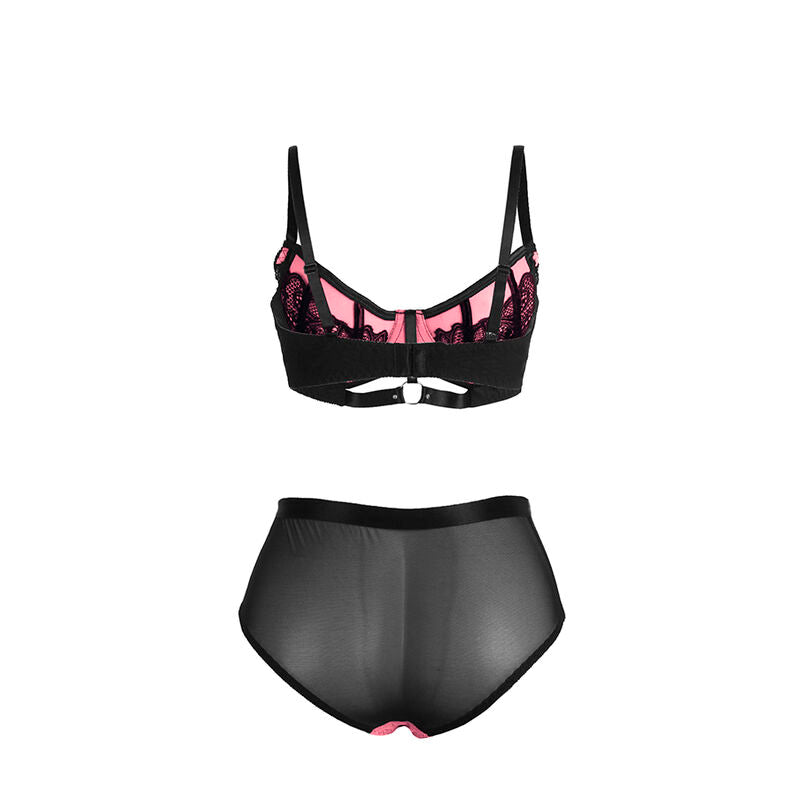 SUBBLIME - 955571 ENSEMBLE SOUTIEN-GORGE EN CUIR VERNI ROSE AVEC FERMETURE ÉCLAIR S/M - Sensualia