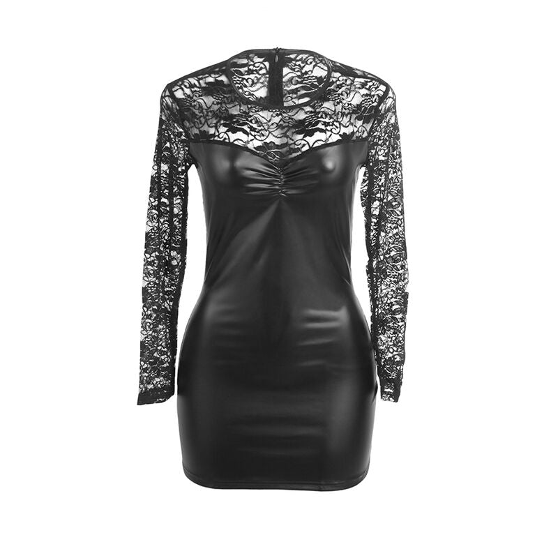 SUBBLIME - 955595 ROBE À MANCHES LONGUES AVEC DENTELLE NOIRE S/M - Sensualia