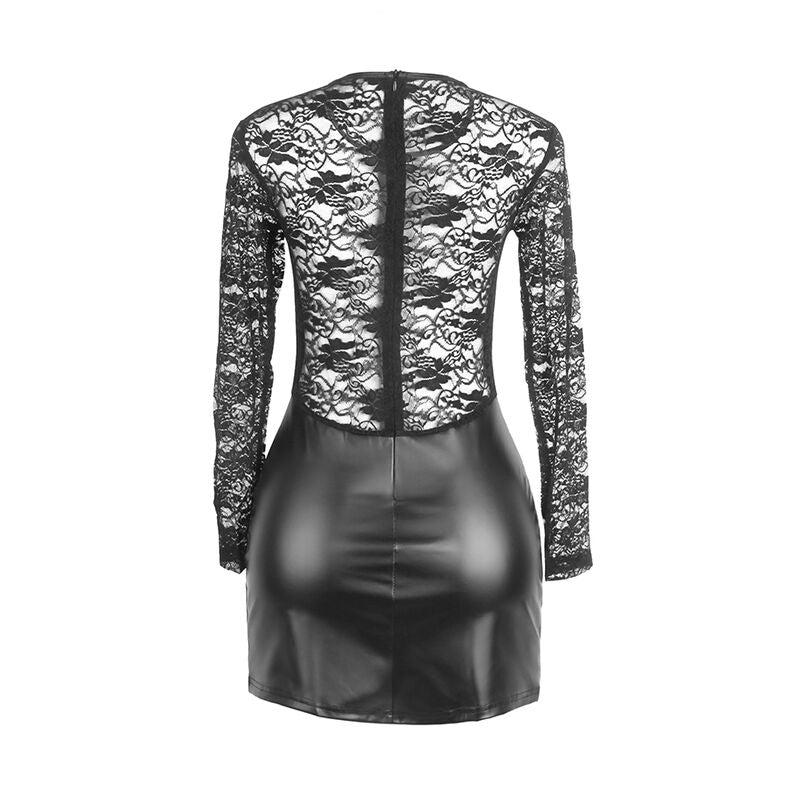 SUBBLIME - 955595 ROBE À MANCHES LONGUES AVEC DENTELLE NOIRE S/M - Sensualia