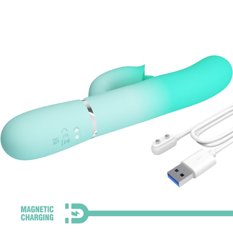 PRETTY LOVE - VIBRATEUR LAPIN MULTIFONCTION GIGI VERT AQUA - Sensualia