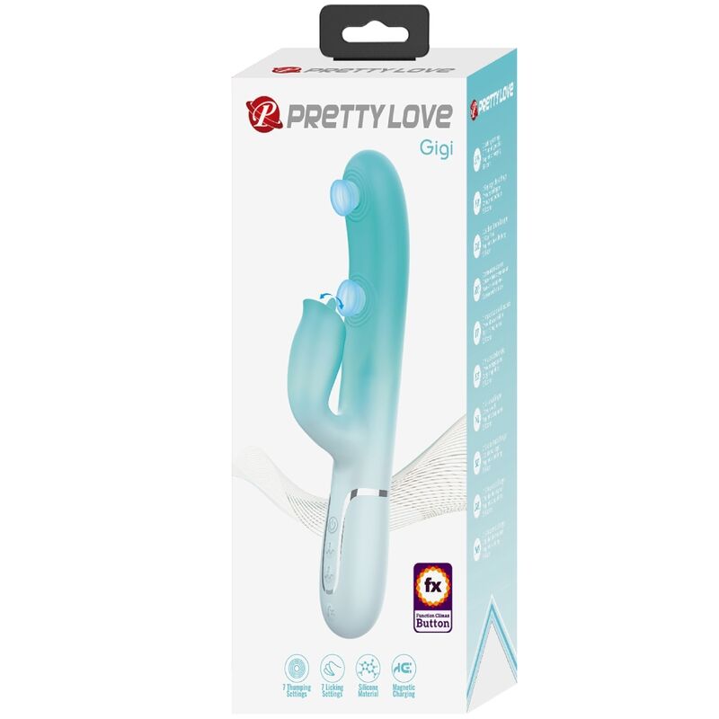 PRETTY LOVE - VIBRATEUR LAPIN MULTIFONCTION GIGI VERT AQUA - Sensualia