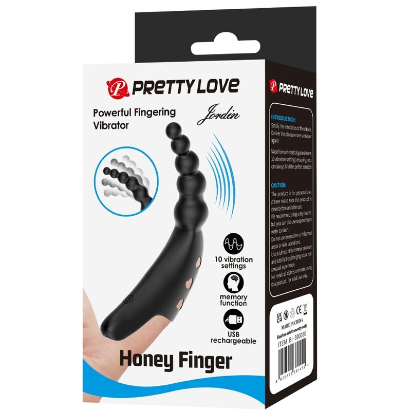 PRETTY LOVE - JORDIN FINGER VIBRATOR 10 VIBRATIONS NOIR - Sensualia