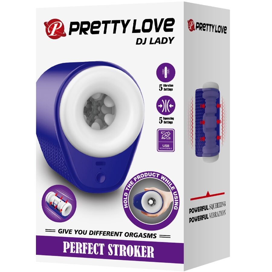 PRETTY LOVE - MASTURBATEUR POUR HOMME DJ LADY AVEC VIBRATION 5 RÉGLAGES VIOLET - Sensualia