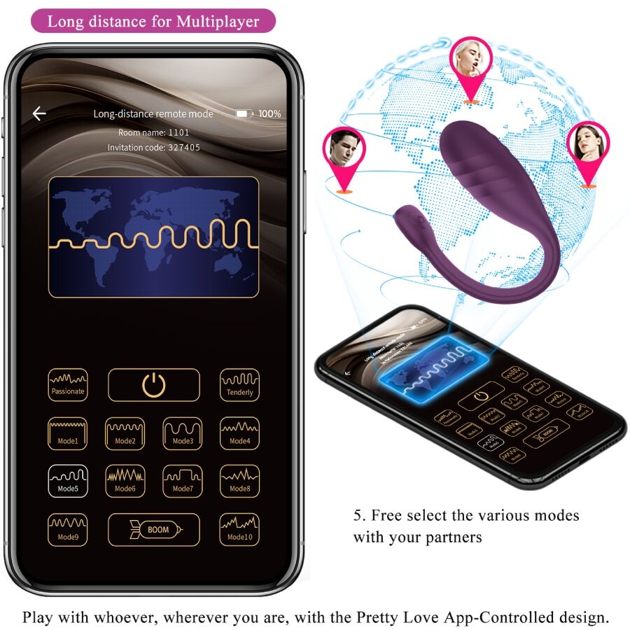 PRETTY LOVE - VIBRATEUR CONTRÔLÉ PAR APPLICATION LEVIATHAN VIOLET - Sensualia