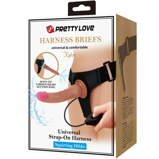 PRETTY LOVE - CULOTTE HARNAIS UNIVERSELLE KYTON AVEC GODE SQUIRTING 19 CM MULATO - Sensualia