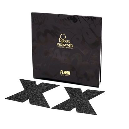 BIJOUX - INDISCRETS FLASH CROSS NIPPLE CAPS NOIR - Sensualia