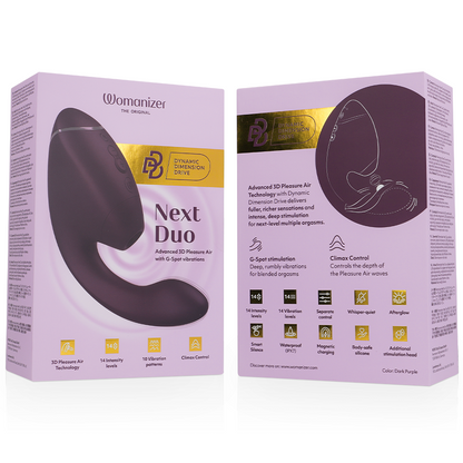 WOMANIZER - DUO NEXT STIMULATEUR CLITORIAL ET DE POINT G DOUBLE VIOLET FONCÉ - Sensualia