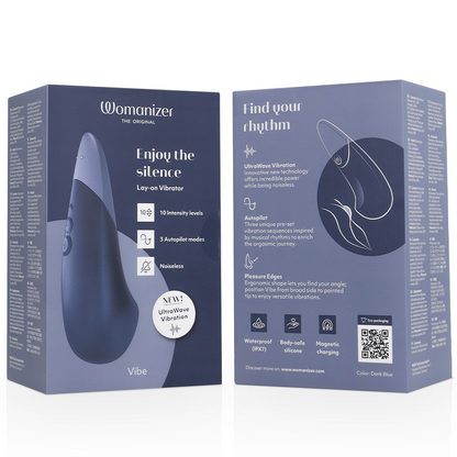 WOMANIZER - VIBE LAY-ON VIBRATEUR SILENCIEUX BLEU FONCÉ - Sensualia