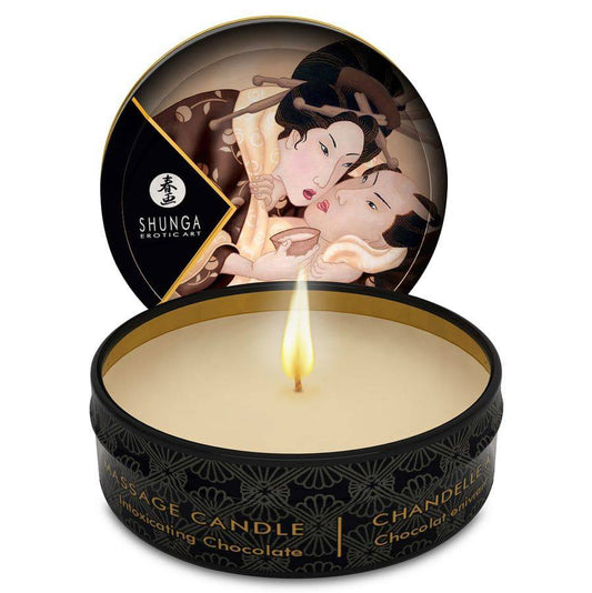 SHUNGA - BOUGIE DE MASSAGE MINI CARESS BY CANDELIGHT CHOCOLAT 30 ML - Sensualia