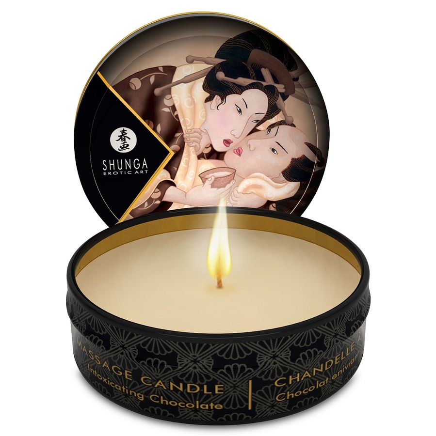 SHUNGA - BOUGIE DE MASSAGE MINI CARESS BY CANDELIGHT CHOCOLAT 30 ML - Sensualia