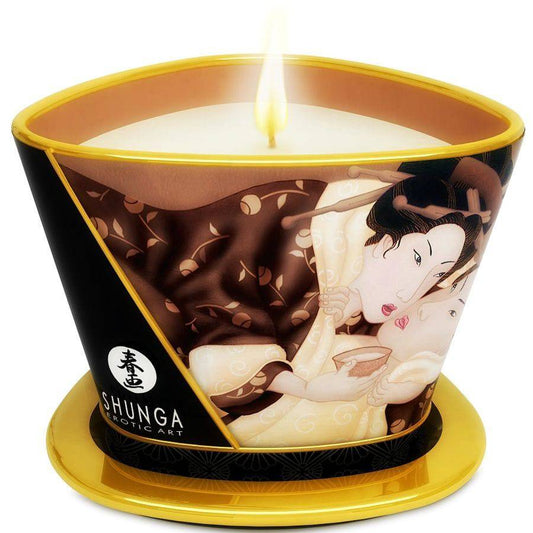 SHUNGA - BOUGIE DE MASSAGE AU CHOCOLAT MINI CARESS BY CANDELIGHT 170 ML - Sensualia