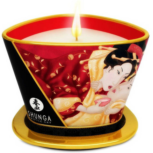 SHUNGA - MINI CARESSE AUX BOUGIES FRAISES ET BOUGIE DE MASSAGE CAVA 170 ML - Sensualia