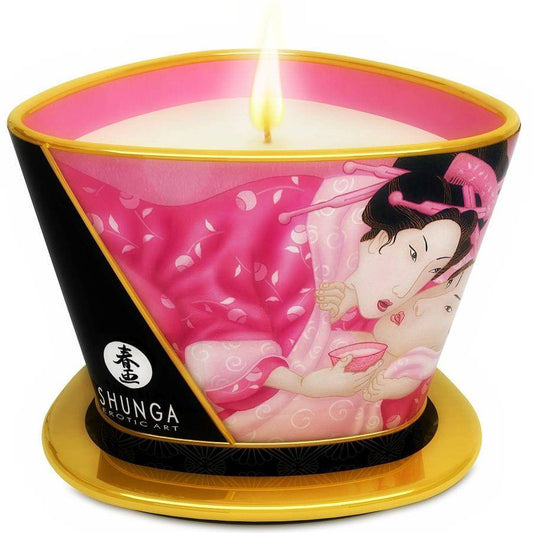 SHUNGA - MINI CARESSE À LA CHANDELLE BOUGIE DE MASSAGE ROSES APHRODISIAQUES 170 ML - Sensualia