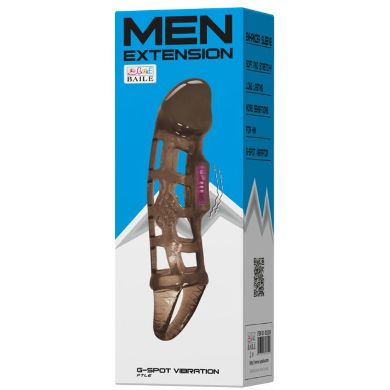 BAILE - MANCHON DEXTENSION DE PÉNIS DE AVEC VIBRATION ET SANGLE 13.5 CM - Sensualia