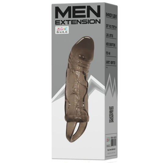 BAILE - HOUSSE DEXTENSION DE PÉNIS AVEC SANGLE POUR TESTICULES NOIR 13.5 CM - Sensualia