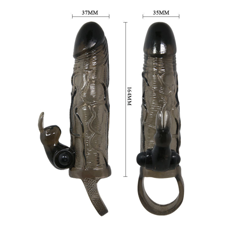 BAILE - COUVRE-PÉNIS BRAVE MAN AVEC LAPIN NOIR 16.5 CM - Sensualia